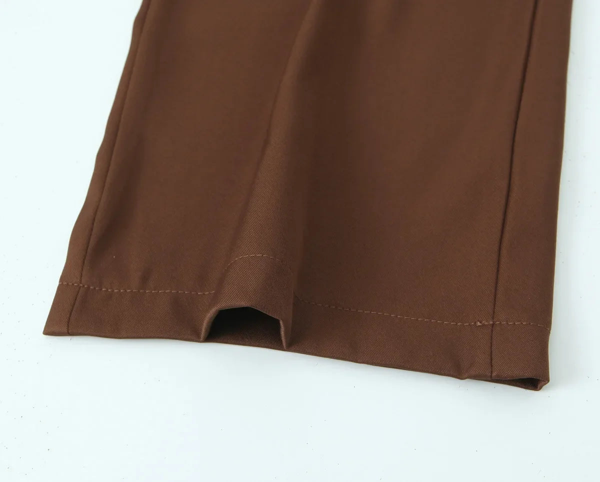 Women’s Wide-Leg Pants – Double Waistband, High Elastic, Drawstring & Side Pockets