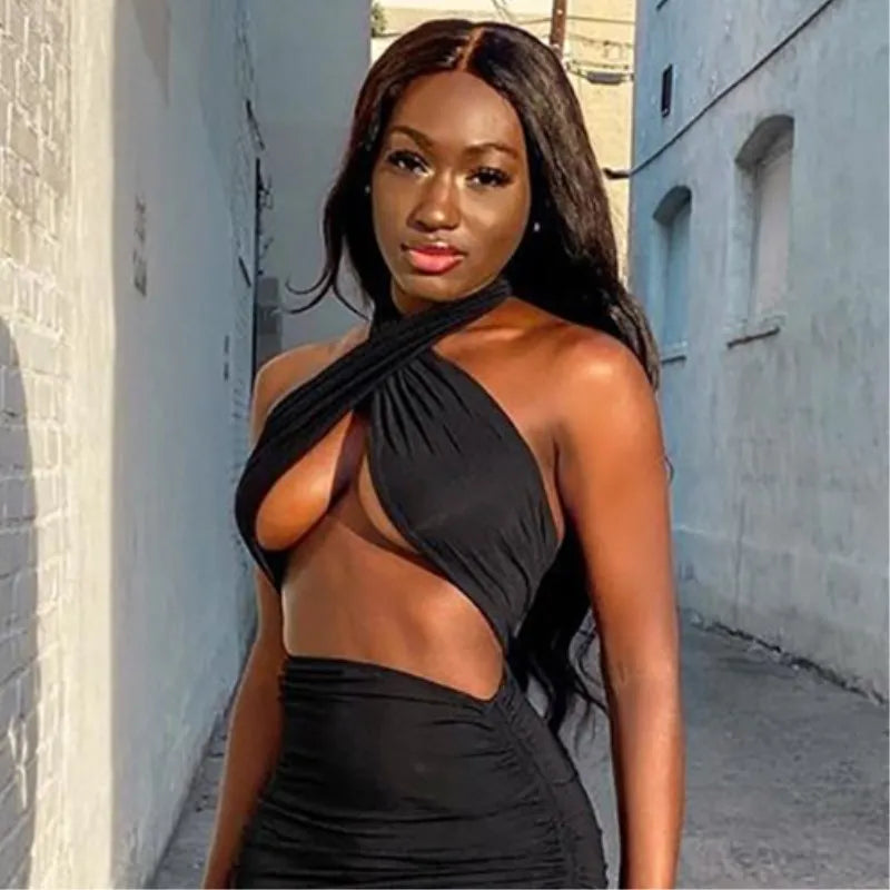 2025 Woman Clothing Sexy Cross Halter Corset Tank Tops Y2K Fashion Black Hollow Out Camis Women Tube Tops Backless Slim Crop Top