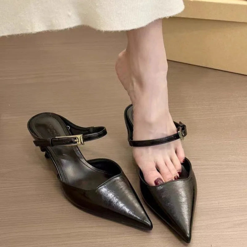 Women’s Pointed-Toe Mid Heel Mules