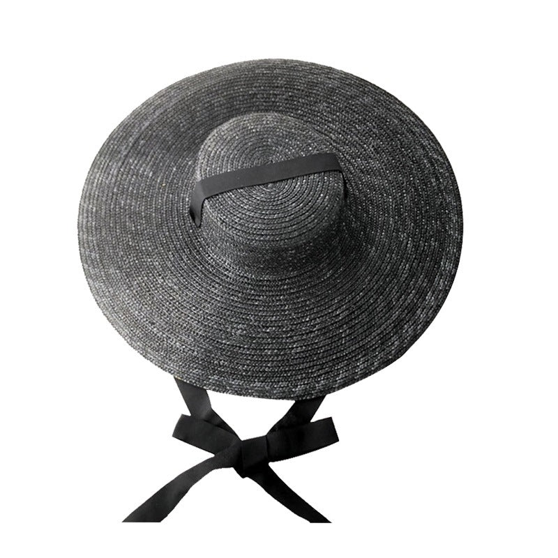 Women’s Black Wide Brim Straw Sun Hat