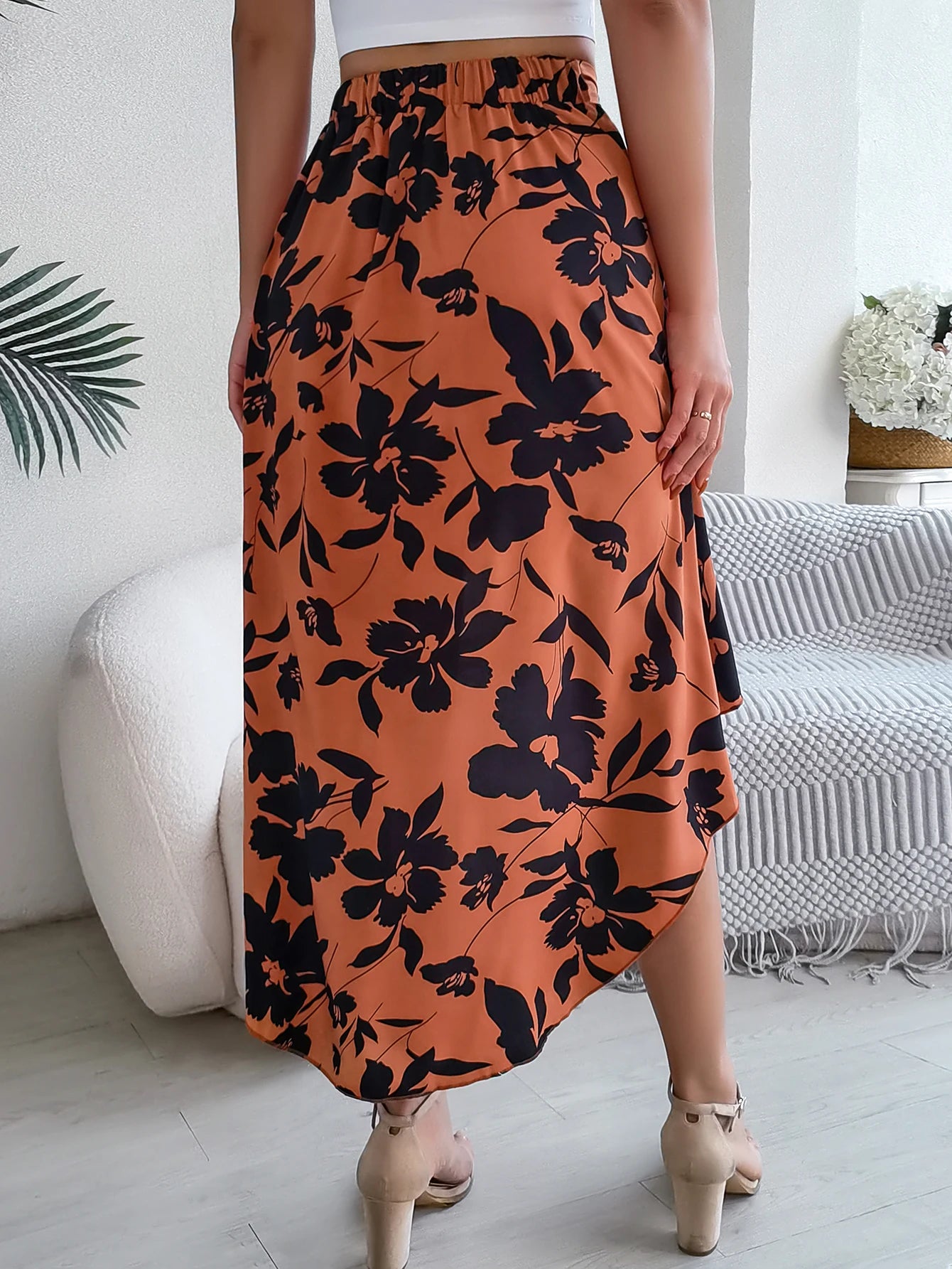 Women’s Floral Ruffle Skirt – Spring Summer