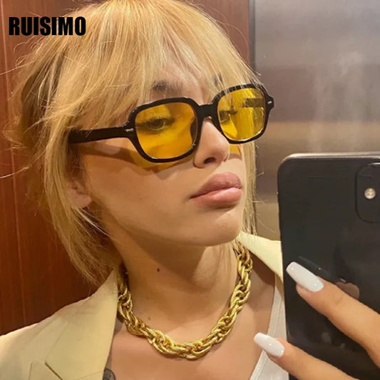 Women’s Vintage Square Yellow Sunglasses
