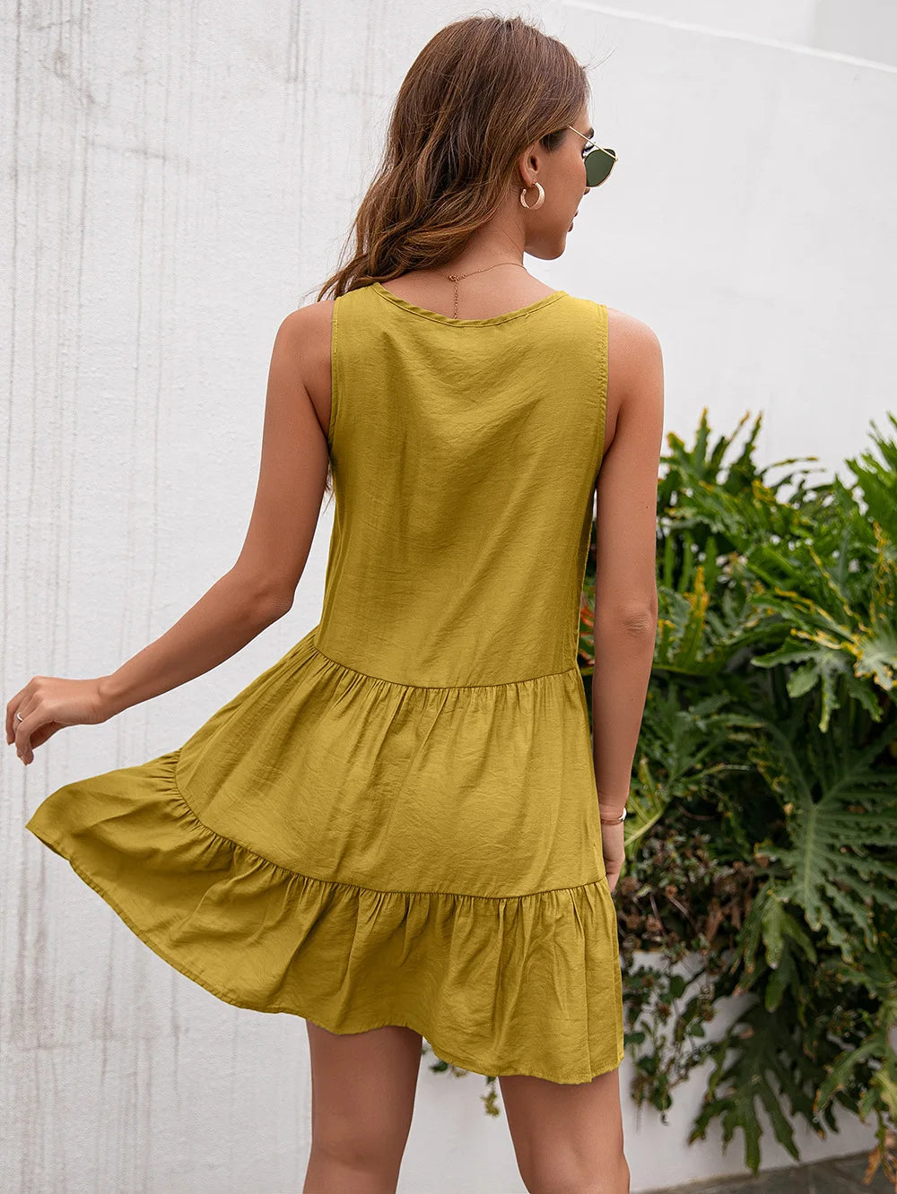 Women’s High-Waist Tassel Lace Mini Dress – Sleeveless Summer Sundress