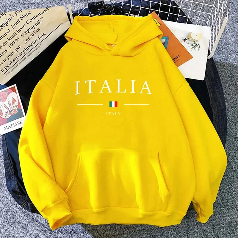 Women’s Italy Print Casual Hoodie