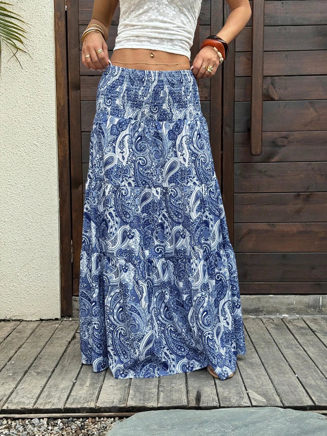 Women’s Elastic Waist A-Line Skirt