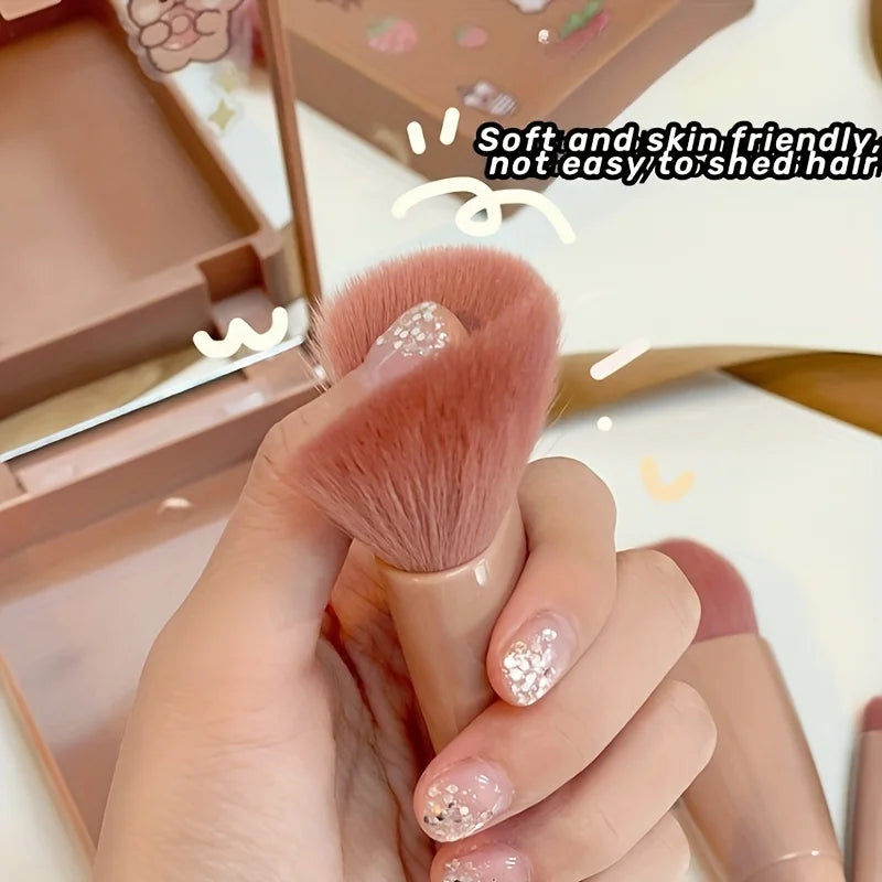 5-Pc Portable Makeup Brush Set with Mirror