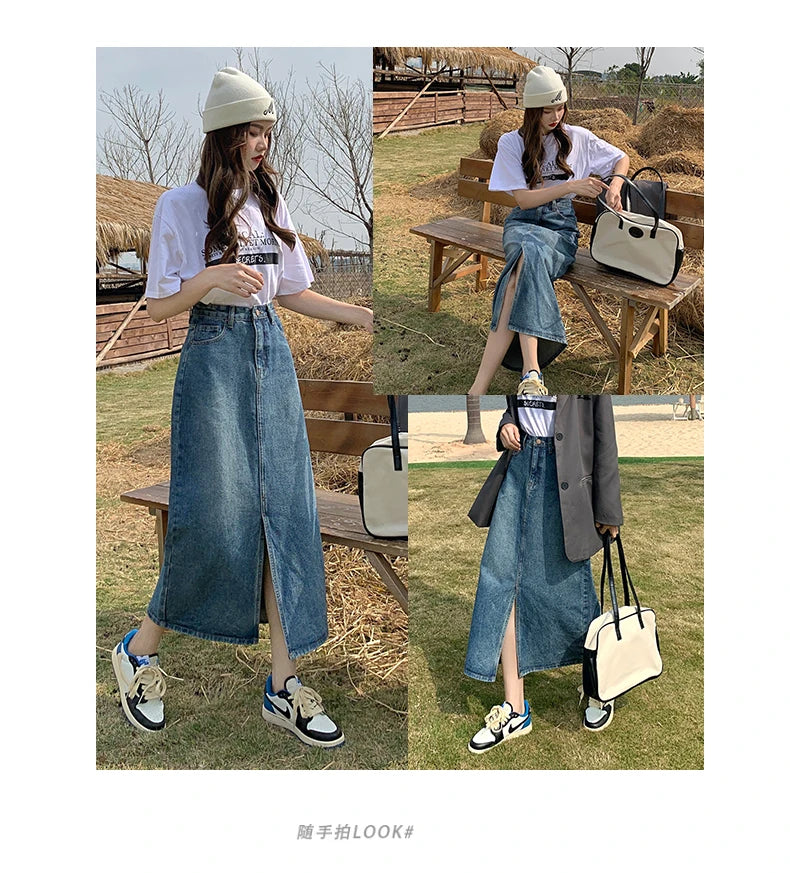 Women’s High-Waist Denim A-Line Skirt