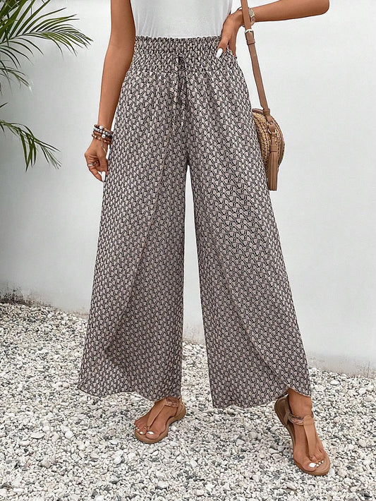 Women’s Summer Floral Wide-Leg Skirt Pants – Fashionable Trousers