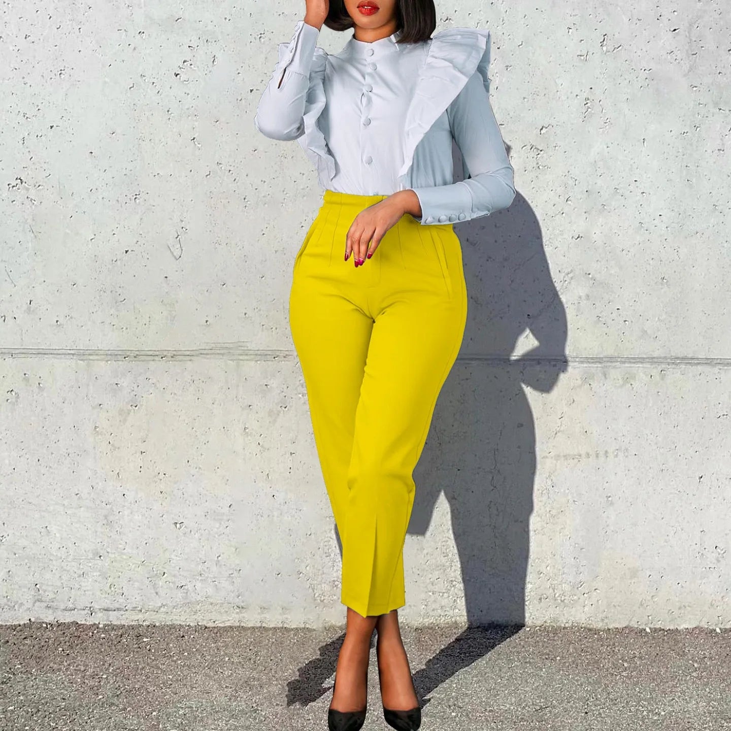 Women’s High-Waist Straight Work Pants – Elegant Office & Business Trousers