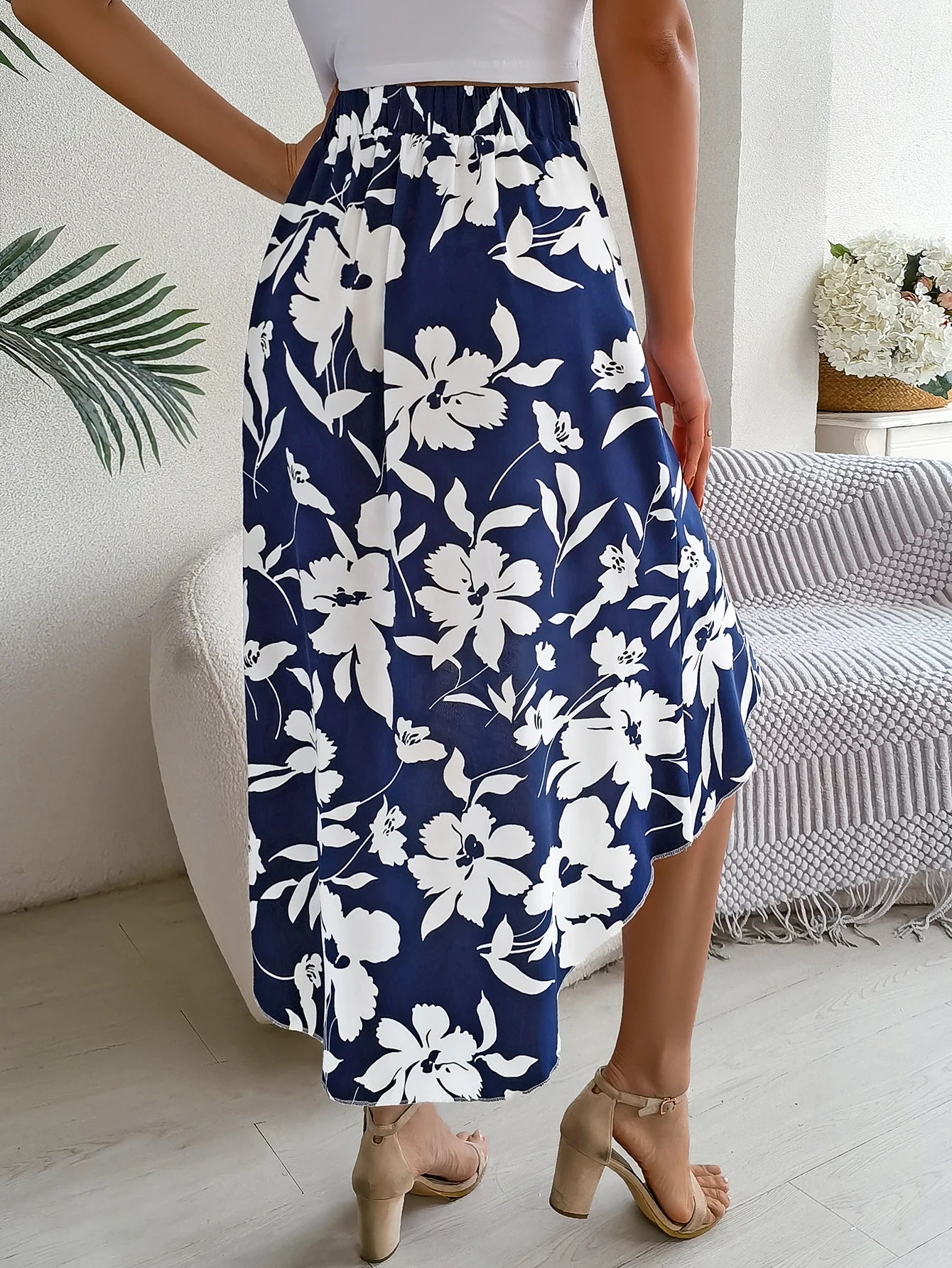 Women’s Floral Ruffle Skirt – Spring Summer
