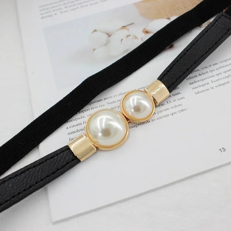 Women’s Double Pearl Elastic Belt