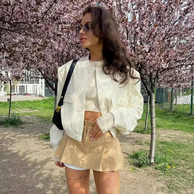 Women’s White Bomber Jacket