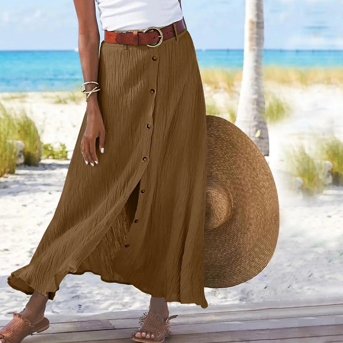 Women’s Cotton Linen A-Line Skirt