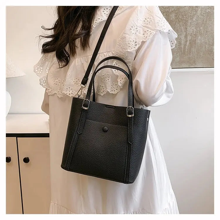 Women’s Designer Leather Handbag – Gold Accent