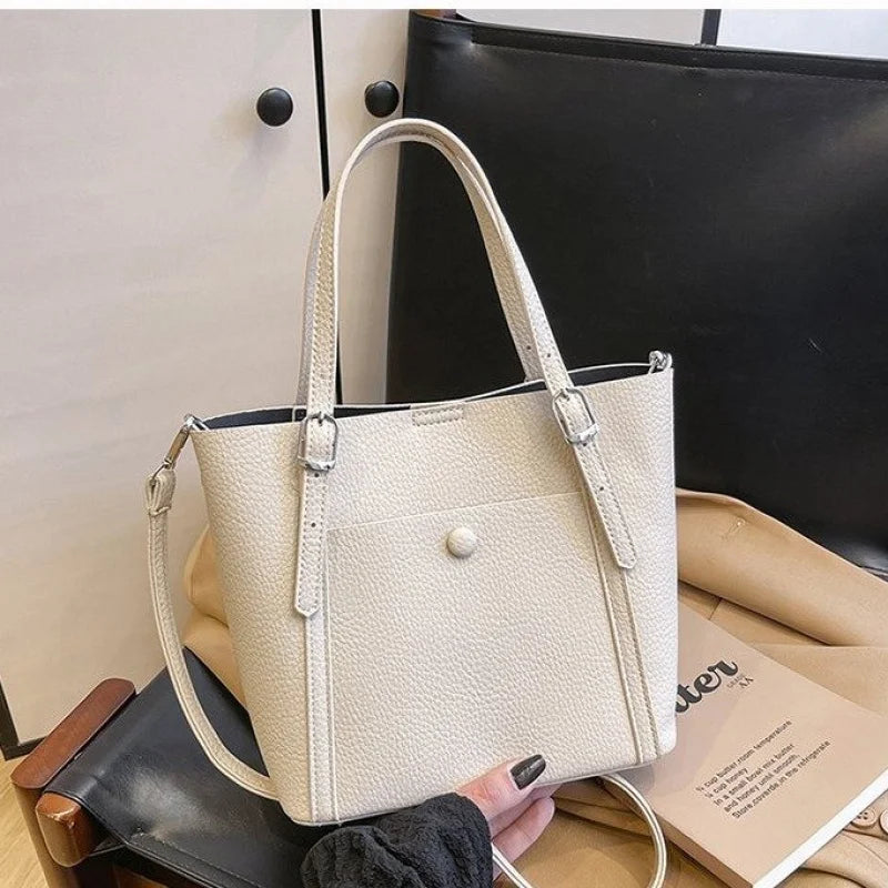 Women’s Designer Leather Handbag – Gold Accent