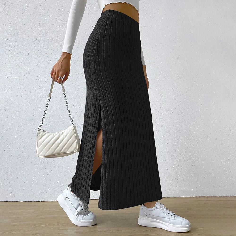 Women’s High-Waist Knitted Bodycon Midi Skirt