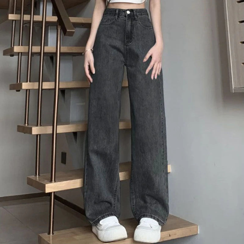 Women’s Vintage Wide-Leg High-Waist Jeans – Denim Pants