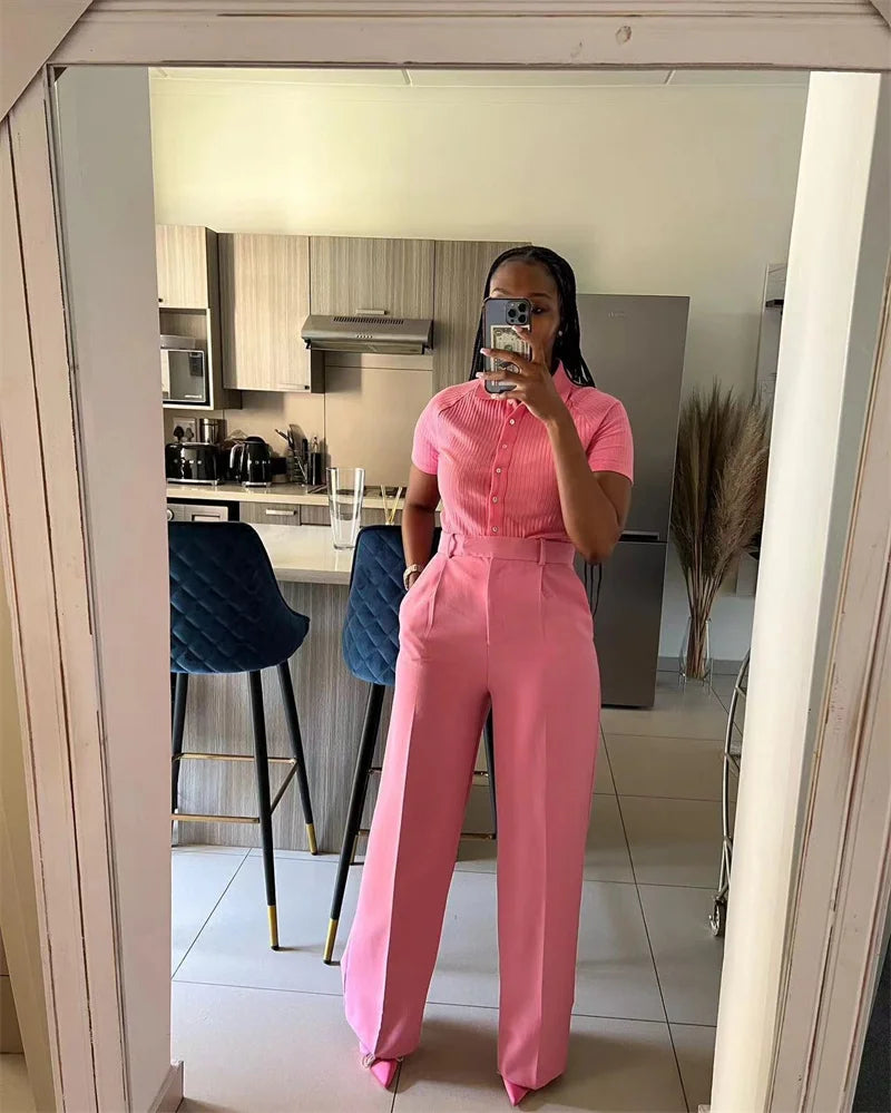 Women’s Elegant Wide-Leg High-Waist Pants – Loose Office Workwear Trousers