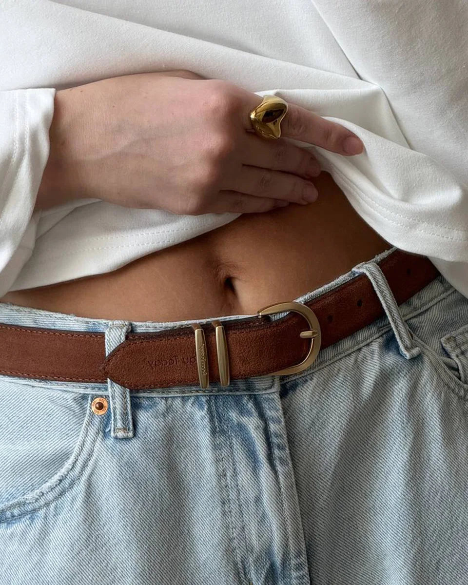 Women’s Leather Gold Buckle Belt