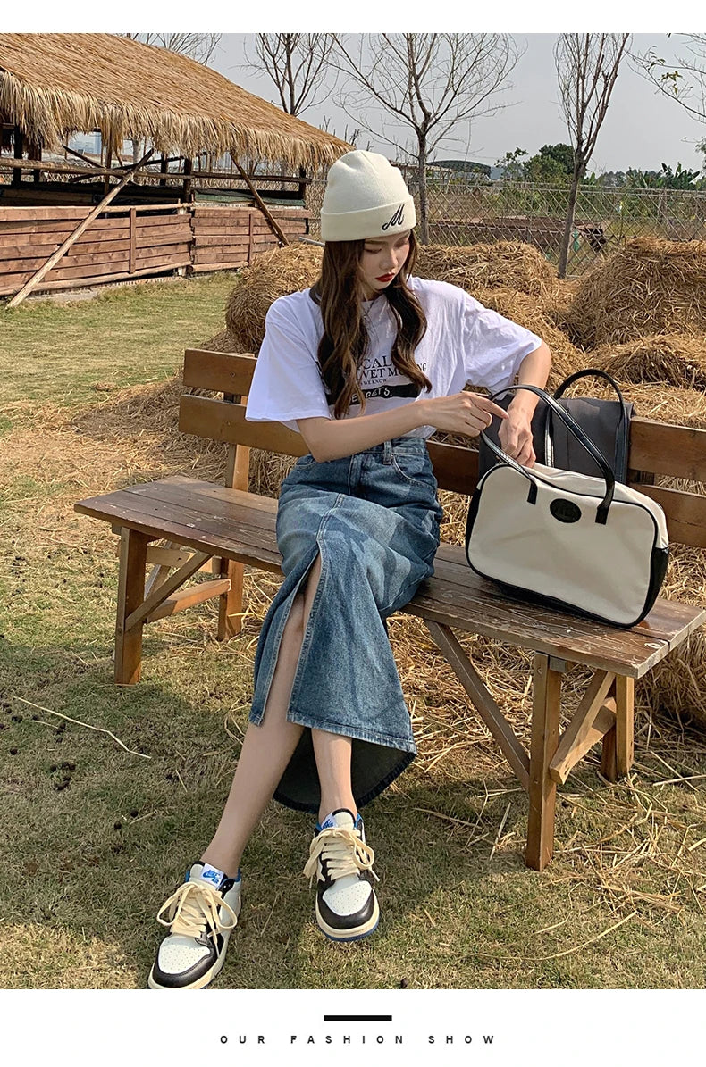 Women’s High-Waist Denim A-Line Skirt