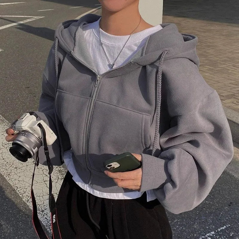 Women’s Retro Oversized Zip-Up Hoodie