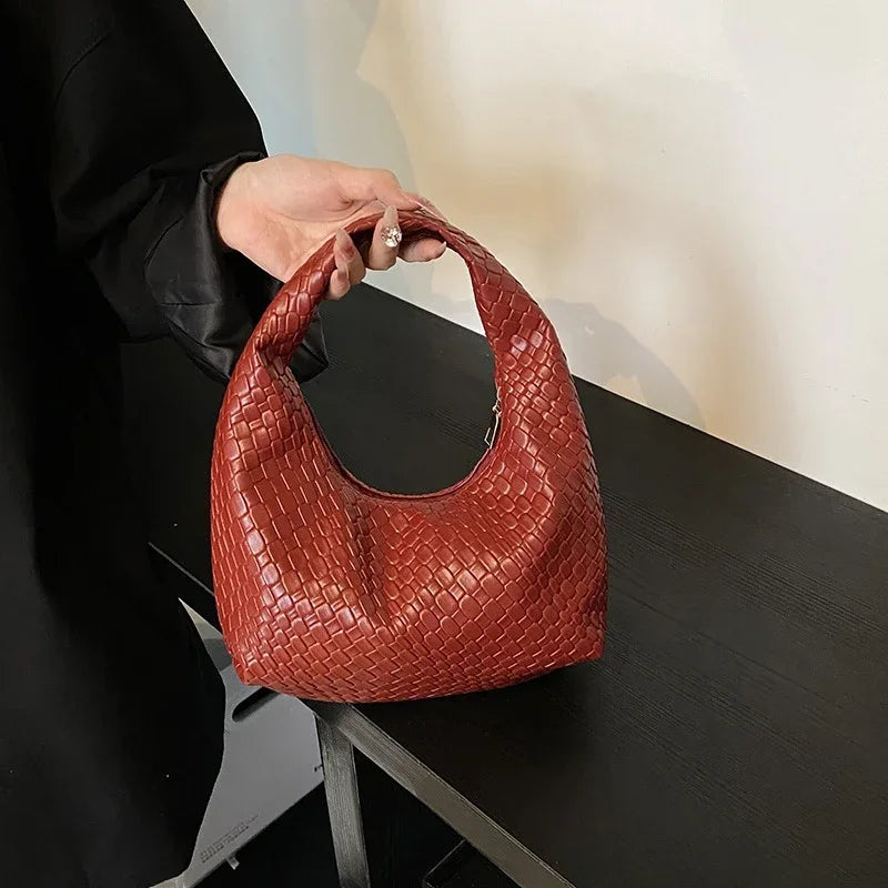 Women’s Woven PU Leather Handbag