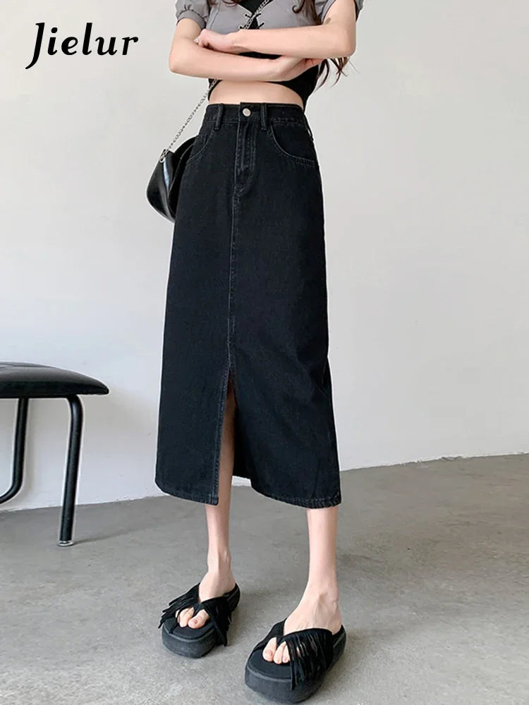 Women’s High-Waist Denim A-Line Skirt