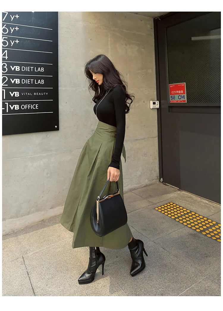 Women’s High-Waist Swing Skirt – Korean Fashion