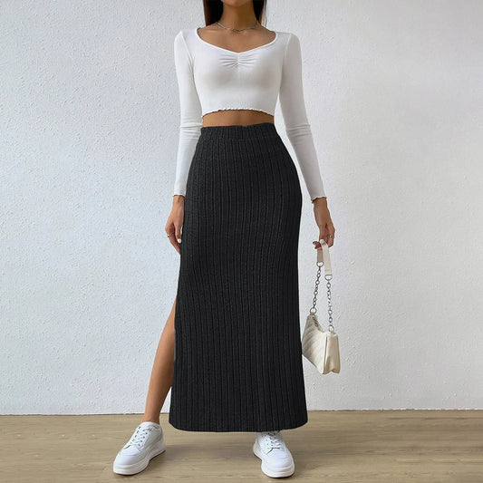 Women’s High-Waist Knitted Bodycon Midi Skirt