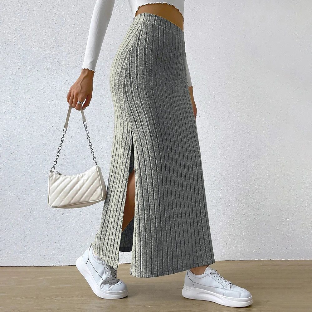 Women’s High-Waist Knitted Bodycon Midi Skirt