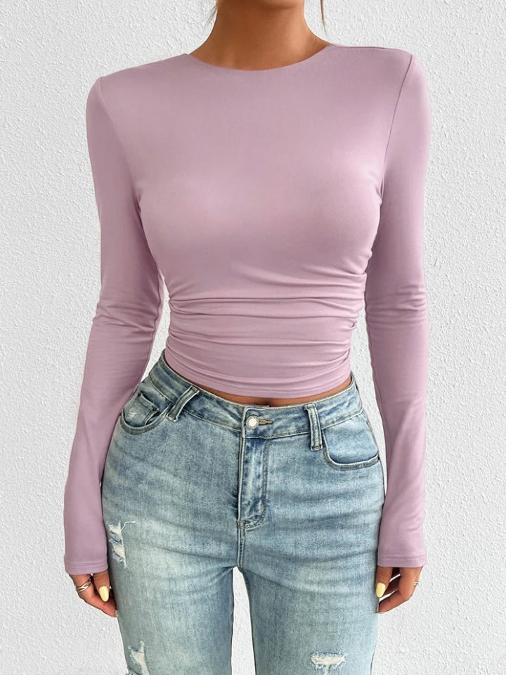 Woman Blouse 2024 Spring Fashion Y2K Slim Fit Solid Color Casual High Neck Tight Fitting Daily Basic Long Sleeved T-Shirt Top
