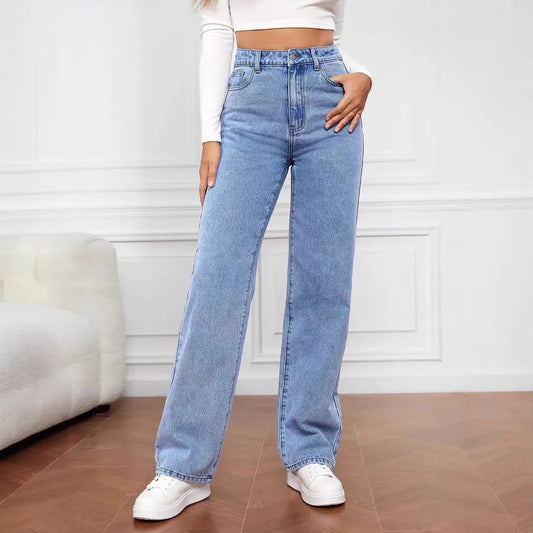 Women’s High-Waist Slim Straight Jeans