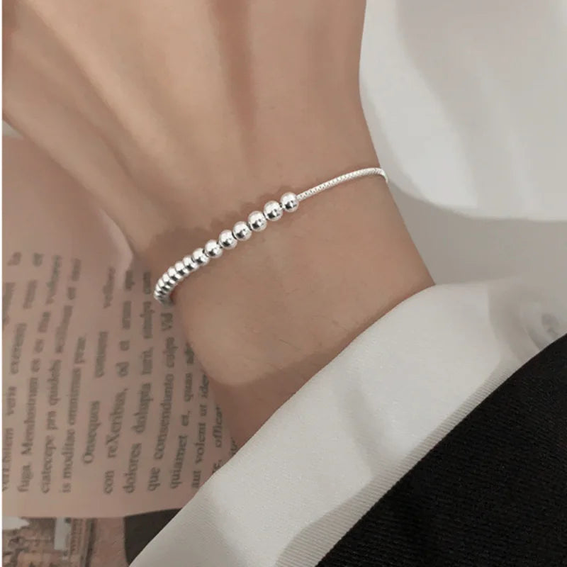 Unisex 925 Sterling Silver Bead Bracelet