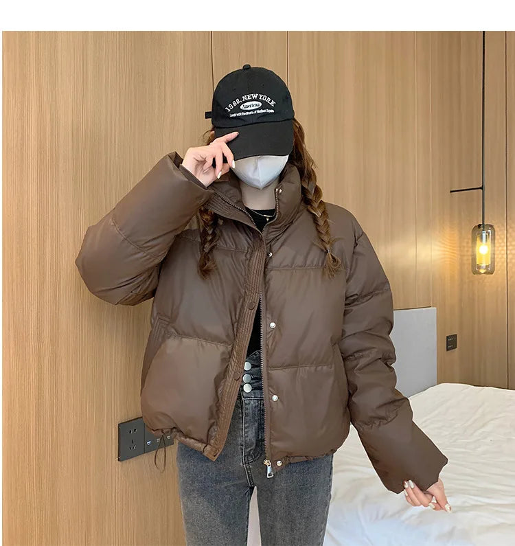 Women’s Short PU Leather Padded Jacket