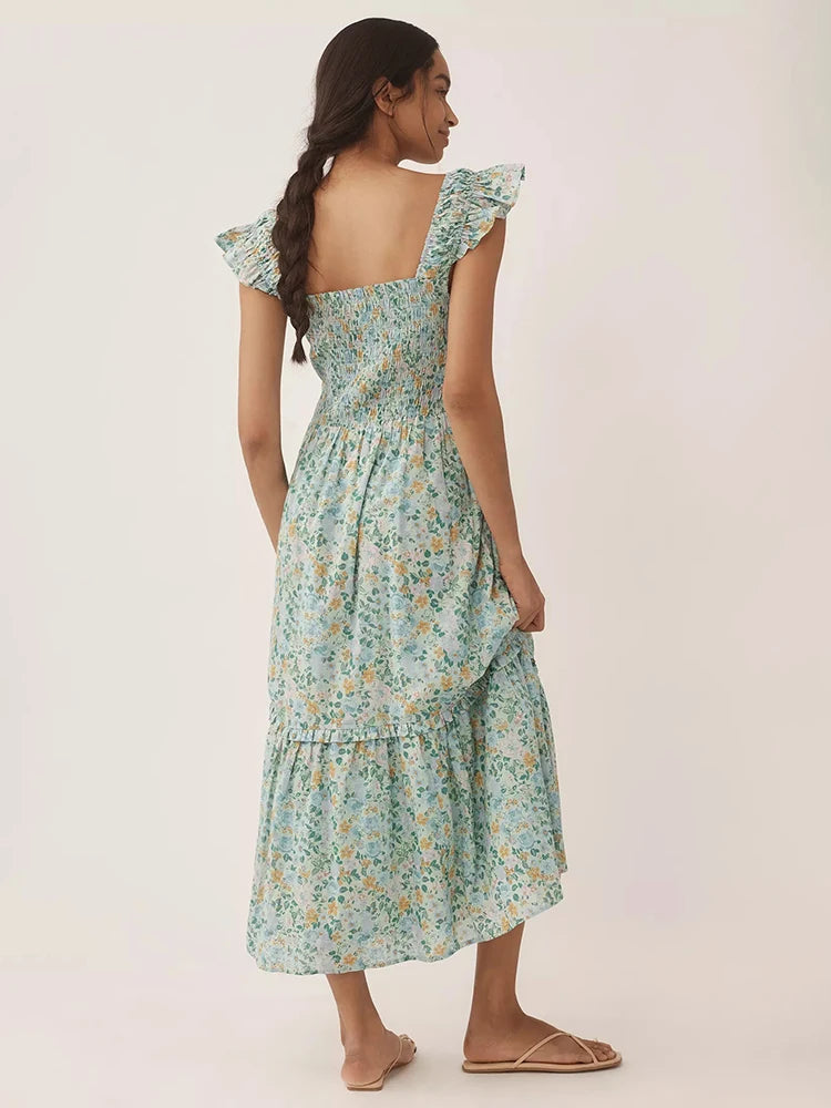 Women’s Yellow Off-Shoulder Tiered Dress – Summer Beach & Picnic Dress