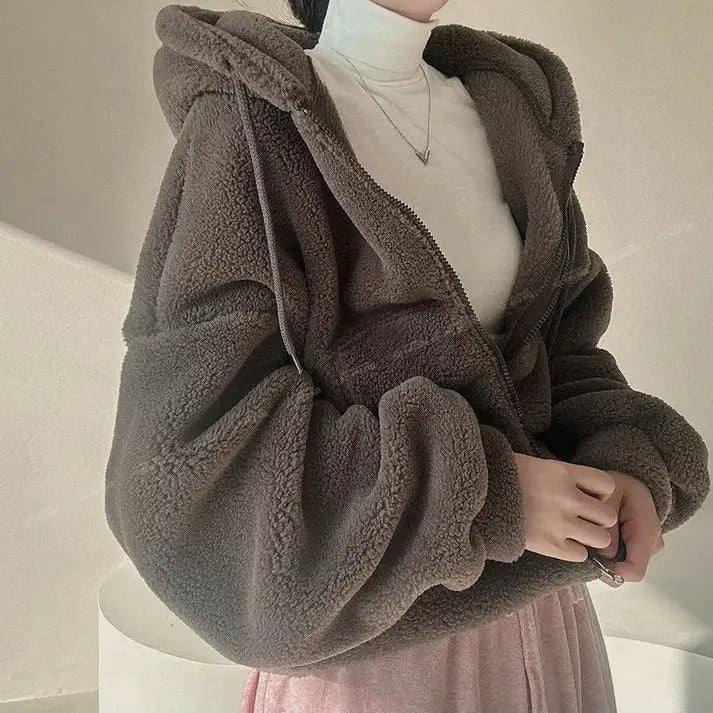 Women’s Winter Hooded Lambswool Jacket