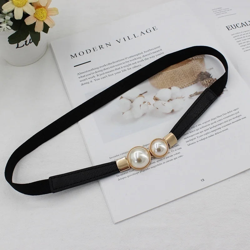 Women’s Double Pearl Elastic Belt