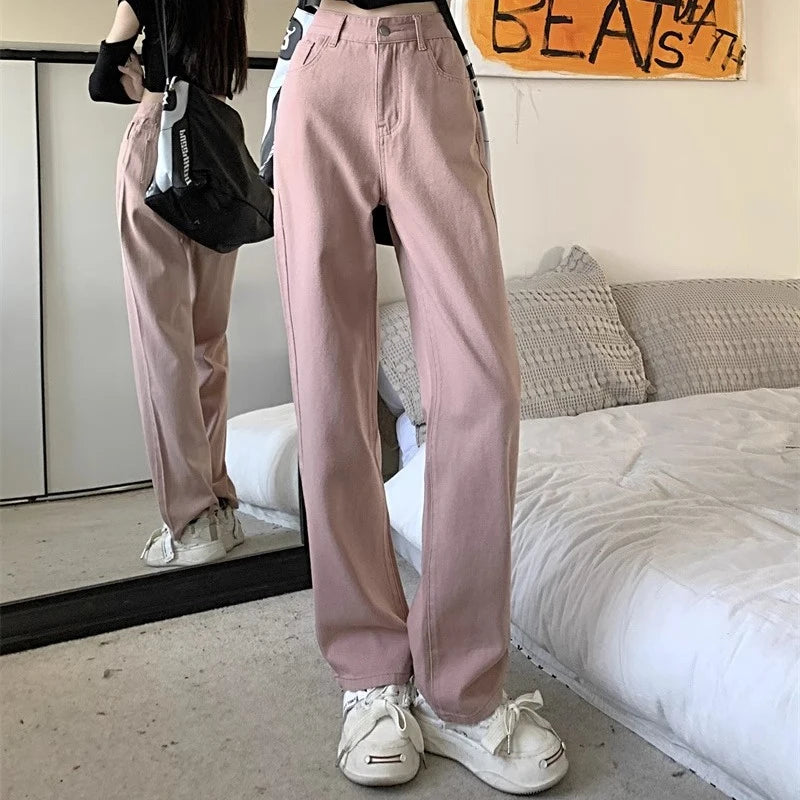 Women’s Vintage Wide-Leg High-Waist Jeans – Denim Pants