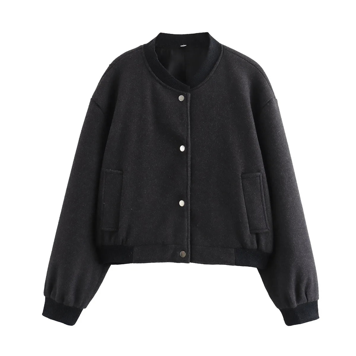 Women’s White Cropped Bomber Jacket – Autumn/Winter.