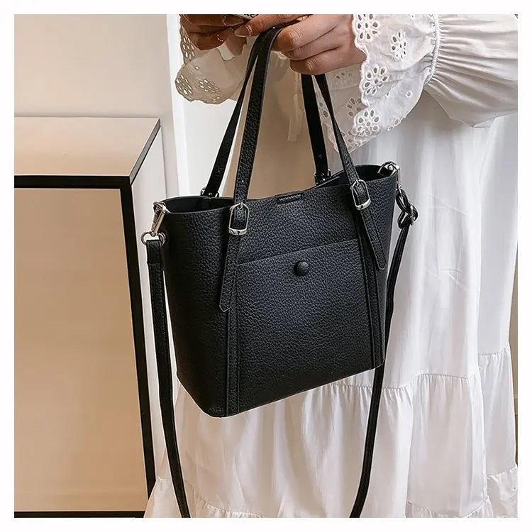 Women’s Designer Leather Handbag – Gold Accent