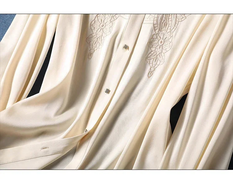 New arrived blouses for women Fashion elegan embroidery ladies shirts Button-Down Tops