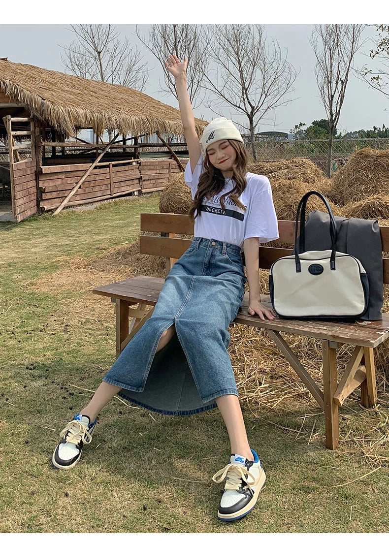 Women’s High-Waist Denim A-Line Skirt