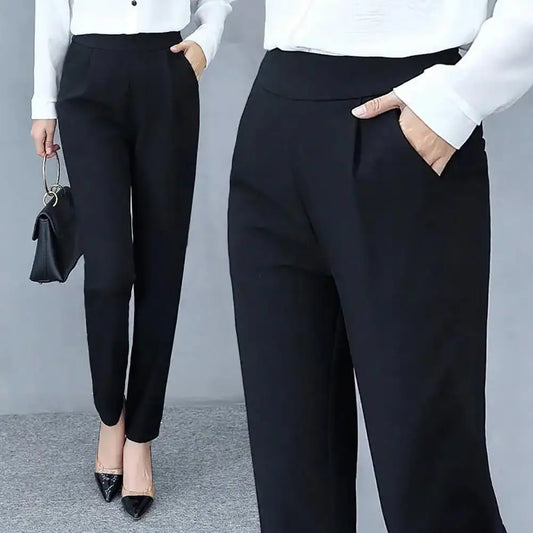 Women’s High-Waist Solid Suit Pants – Elegant Office & Business Trousers
