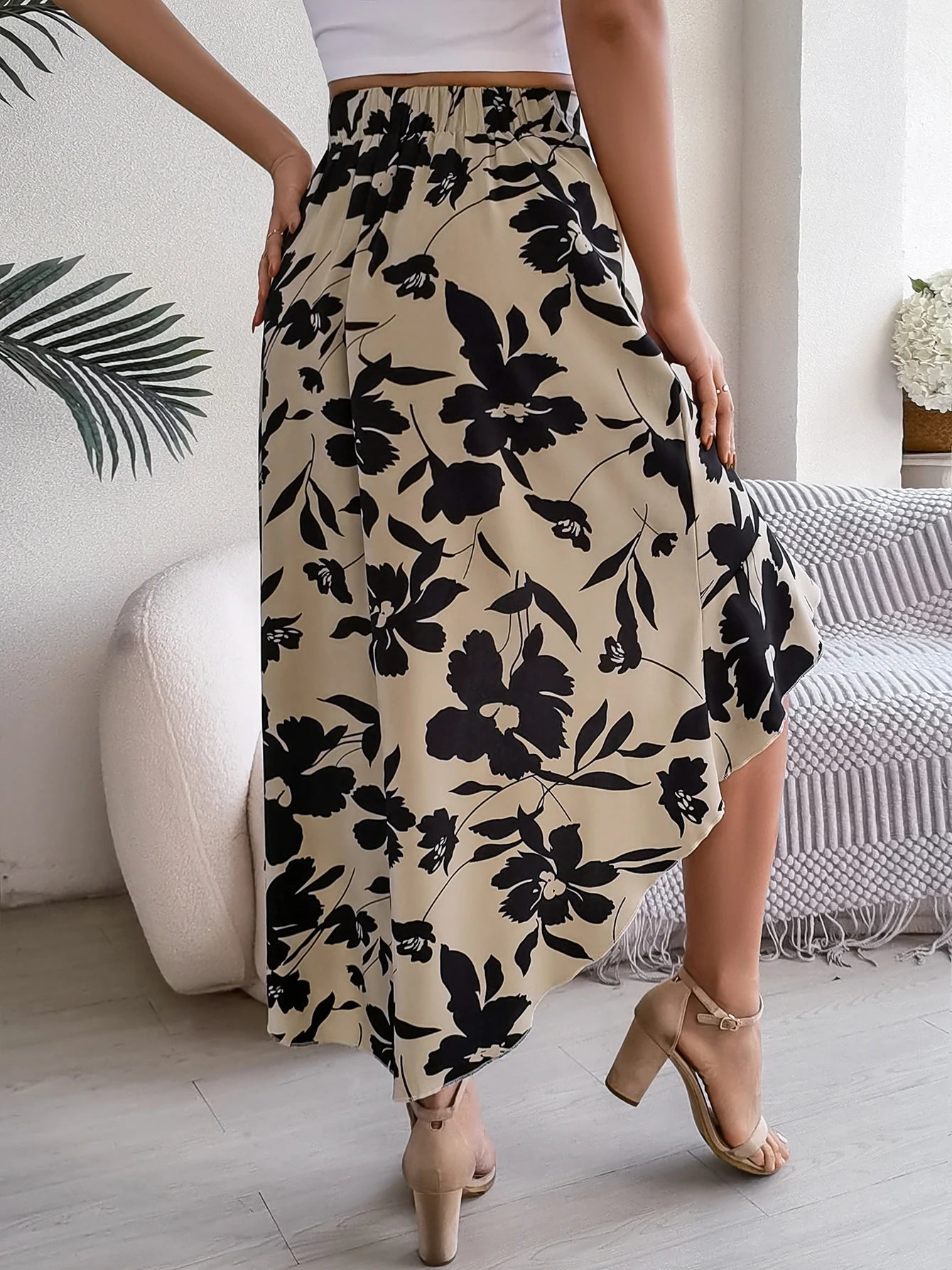 Women’s Floral Ruffle Skirt – Spring Summer
