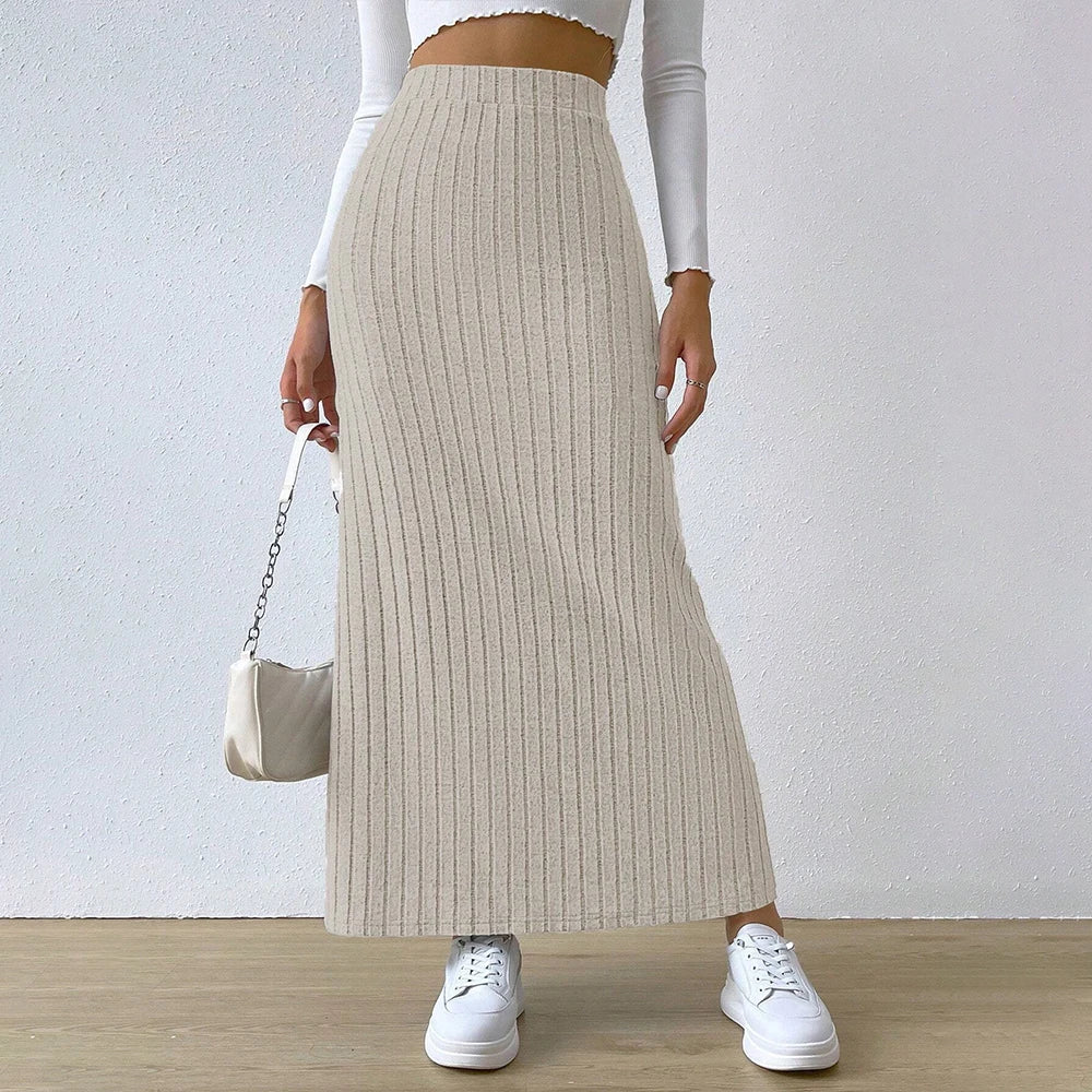 Women’s High-Waist Knitted Bodycon Midi Skirt