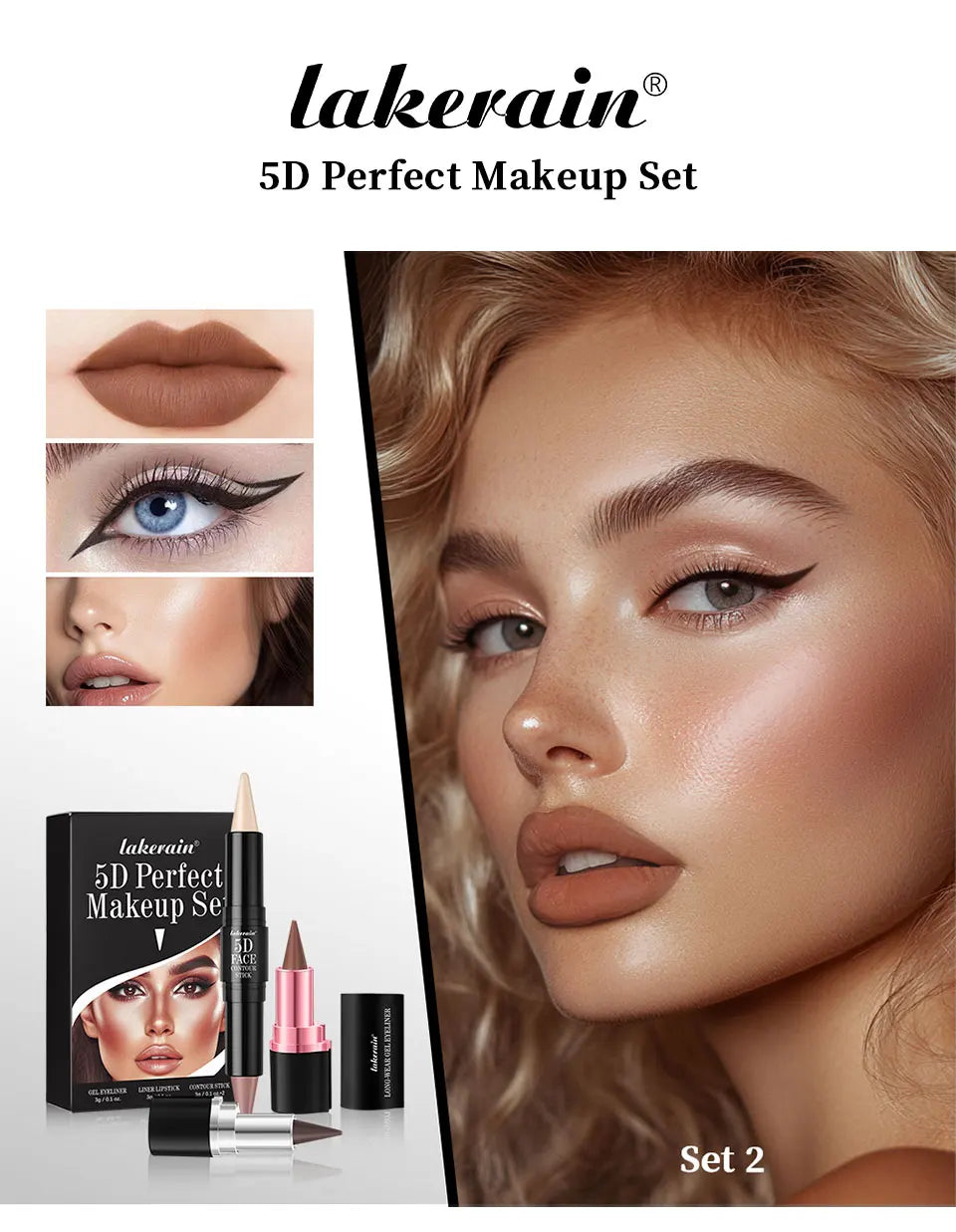 Makeup Set – Contour, Eyeliner & Lipstick