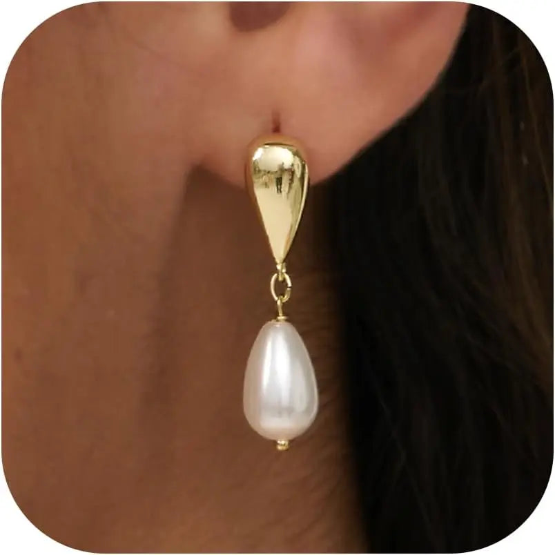 Women’s 14K Gold Plated Pearl Drop Earrings