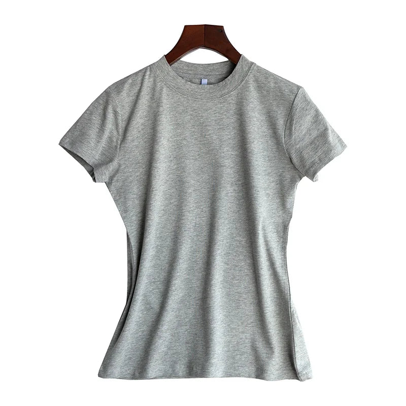 MRMT 2025 Brand New Women's T-Shirts Half-turtleneck Women T shirt for Female Cotton Tight Solid Color Tops Tees Woman Tshirt