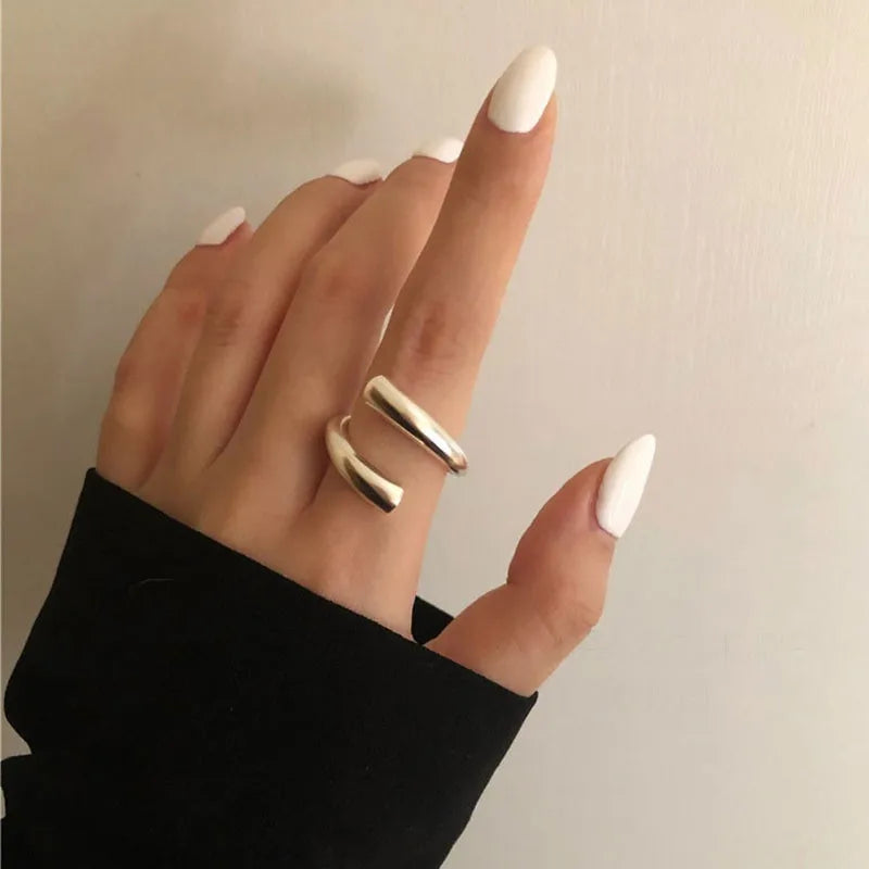 Women’s Punk Geometric Silver Ring