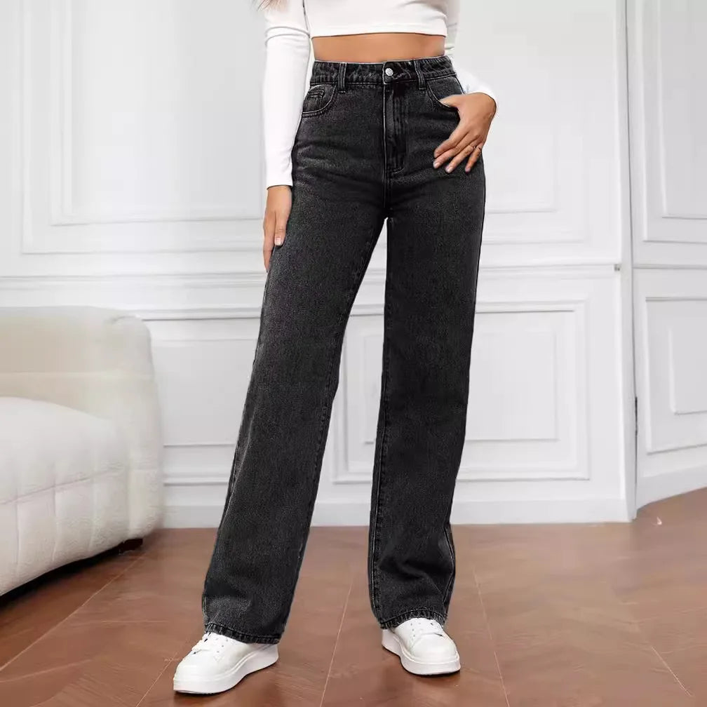 Women’s High-Waist Slim Straight Jeans